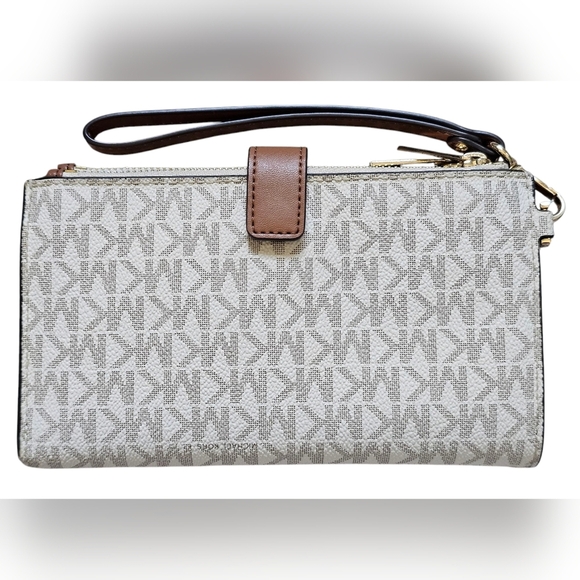 Michael Kors Brown Double Zip Clutch Wristlet with Gold-Tone Hardware, Like New - Picture 3 of 9